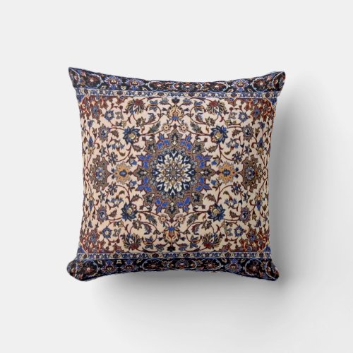 Oriental Persian Turkish Blue Rug Carpet Throw Pillow