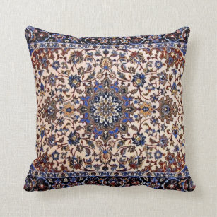 Oriental Persian Turkish Blue Rug Carpet Throw Pillow