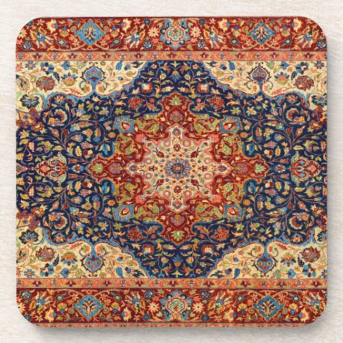 Oriental Persian Turkish Carpet Pattern Beverage Coaster