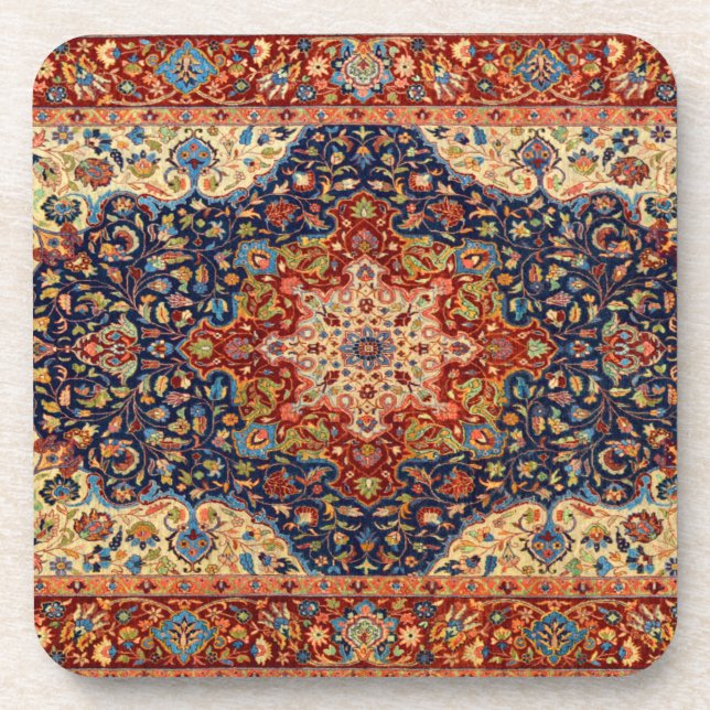 Oriental Persian Turkish Carpet Pattern Beverage Coaster (Front)