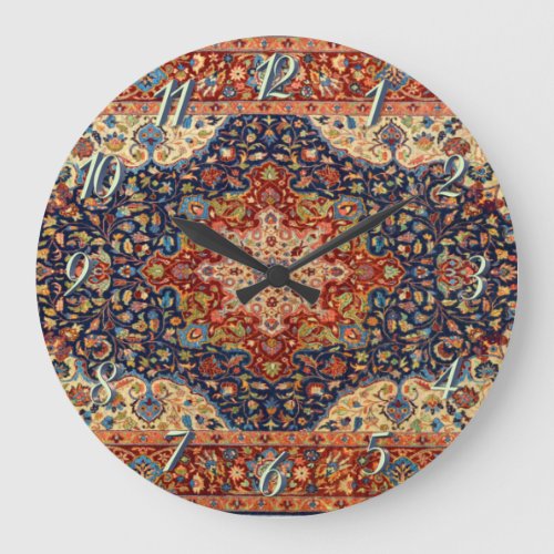 Oriental Persian Turkish Carpet Pattern Large Clock