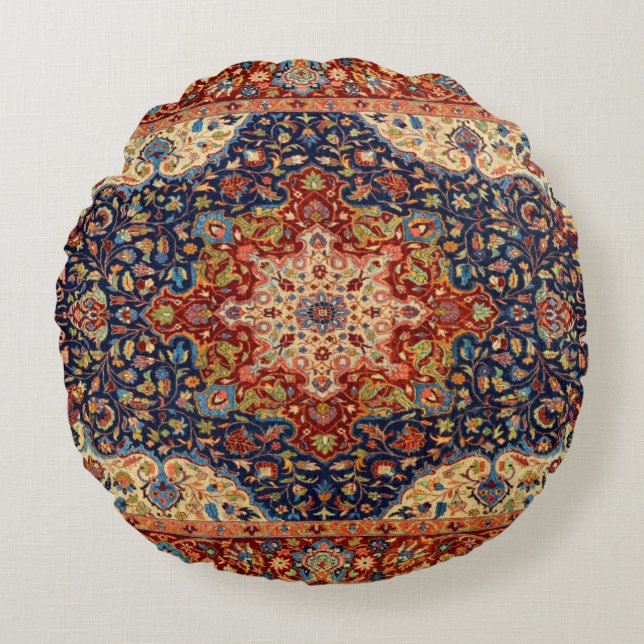 Oriental Persian Turkish Carpet Pattern Round Pillow (Front)