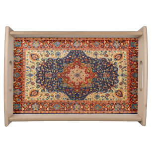 Oriental Persian Turkish Carpet Pattern Serving Tray