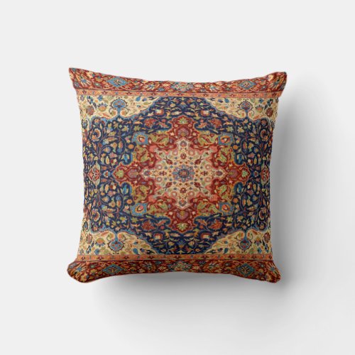 Oriental Persian Turkish Carpet Pattern Throw Pillow