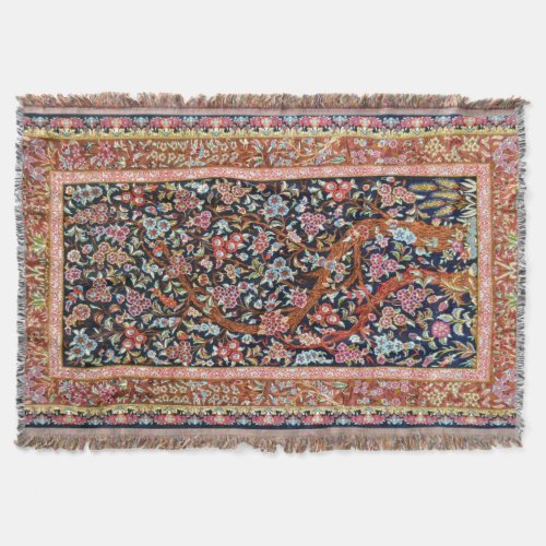 Oriental  Persian Turkish Floral Pattern Throw Blanket