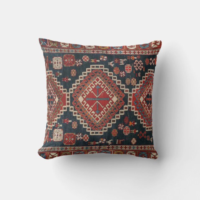 Oriental Persian Turkish  Karbistan Carpet Throw Pillow (Front)