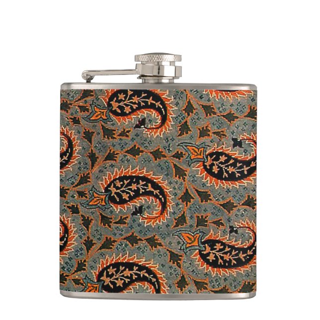 Oriental Persian , Turkish Paisley Pattern, Carpet Flask (Front)