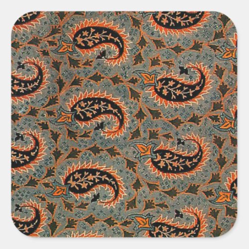 Oriental Persian  Turkish Paisley Pattern Square Sticker