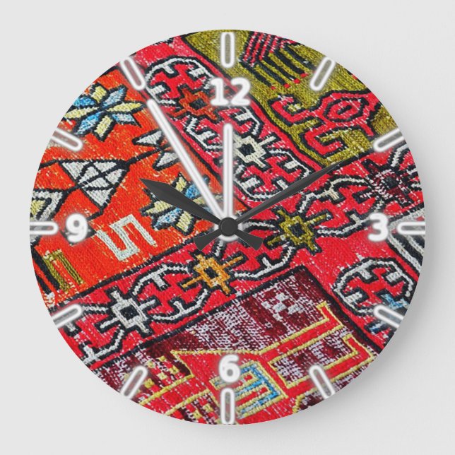 Oriental Persian , Turkish Pattern, Carpet Large Clock (Front)