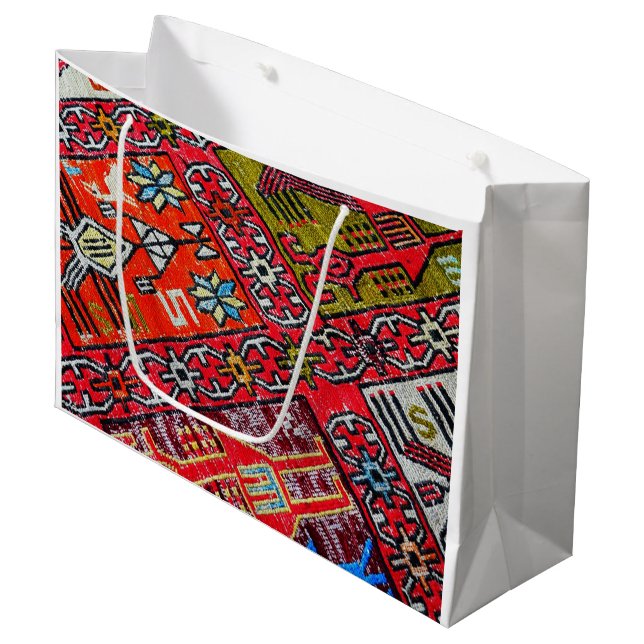 Oriental Persian , Turkish Pattern, Carpet Large Gift Bag (Front Angled)