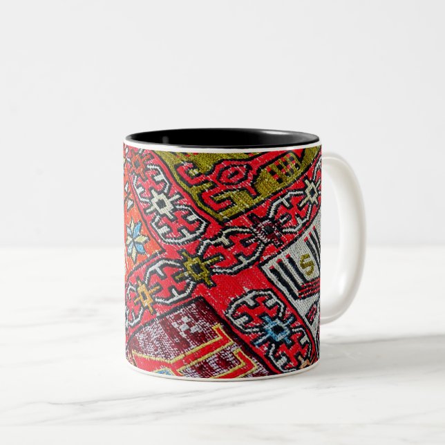 Oriental Persian , Turkish Pattern, Carpet Two-Tone Coffee Mug (Front Right)