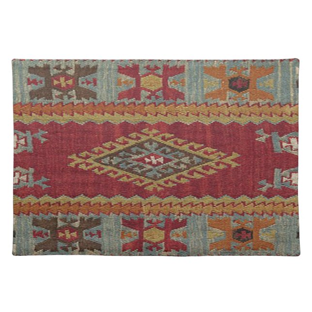 Oriental  Persian Turkish Pattern Kilim Cloth Placemat (Front)