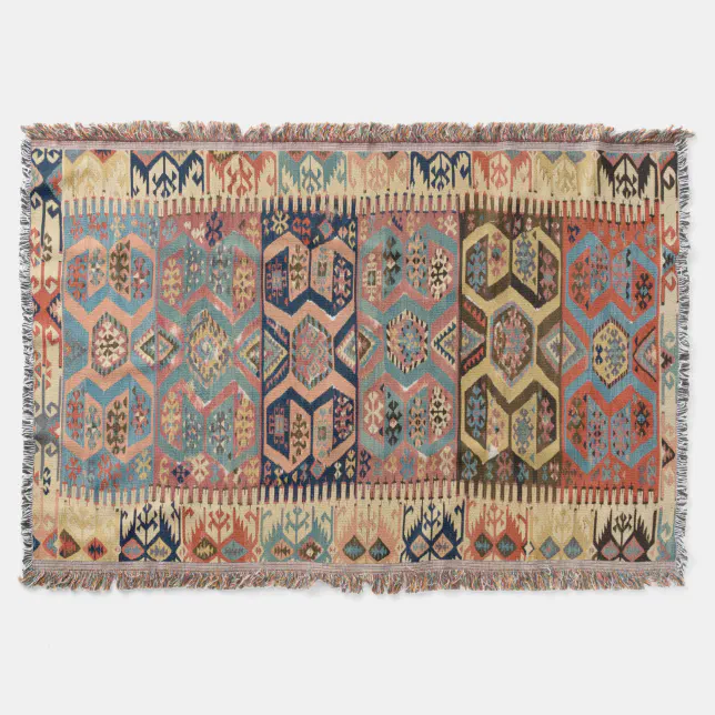 Oriental Persian Turkish Rug Antique Kilim Throw Blanket Zazzle