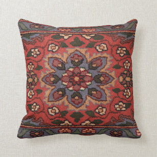Oriental Persian Turkish Rug Floral Carpet Throw Pillow