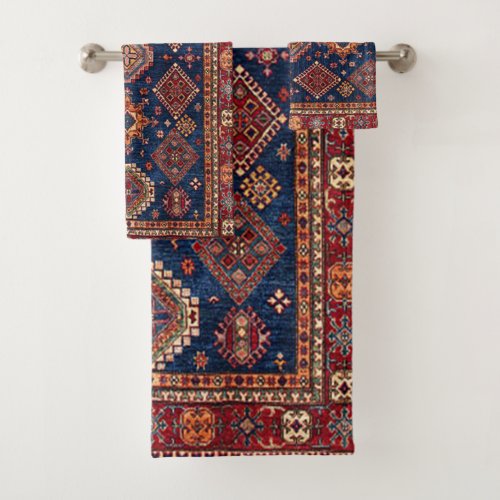 Oriental Persian Turkish Rug Pattern Bath Towel Set