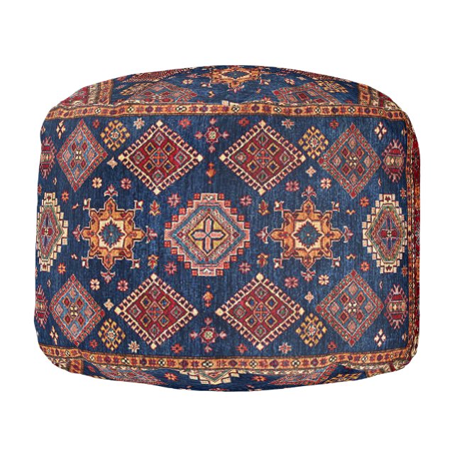 Oriental  Persian Turkish Rug Pattern Pouf (Left)