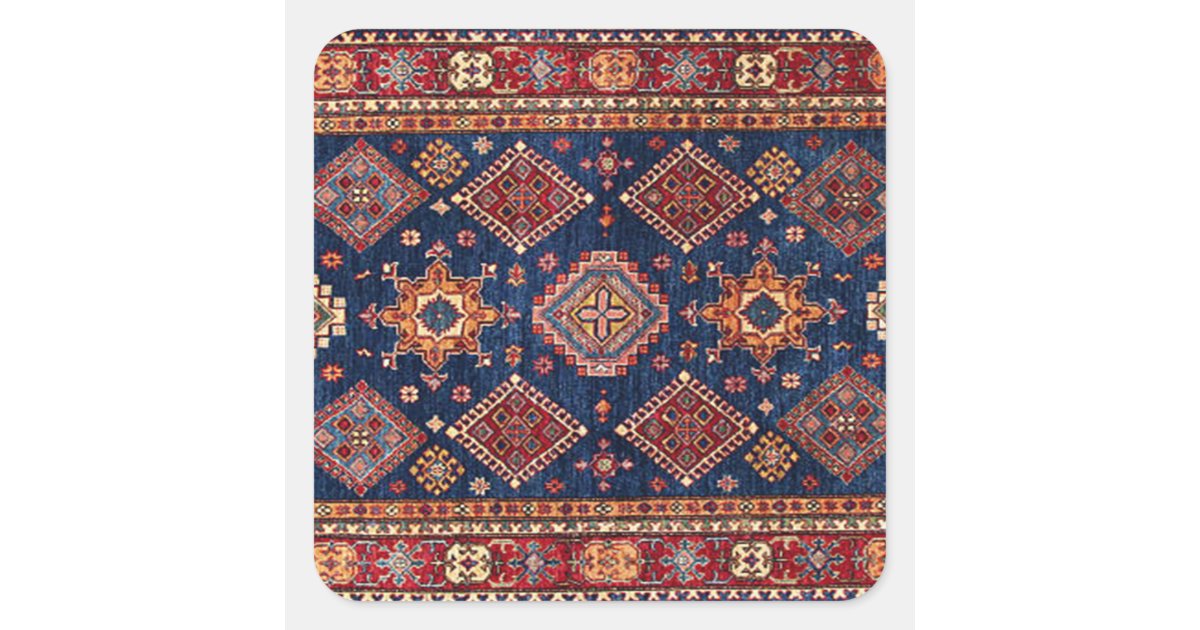 Turkish Rug Sticker Oriental Persian Turkish Rug Pattern Square Sticker | Zazzle