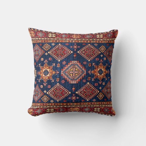 Oriental Persian Turkish Rug Pattern Throw Pillow