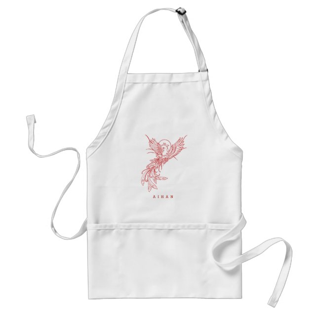 Oriental Phoenix Custom Name Adult Apron (Front)