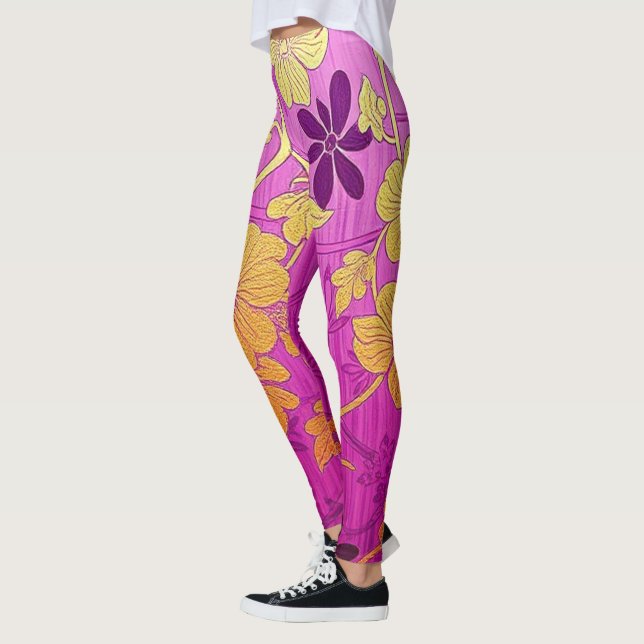 ORIENTAL Pink Golden Pattern - Leggings  (Left)