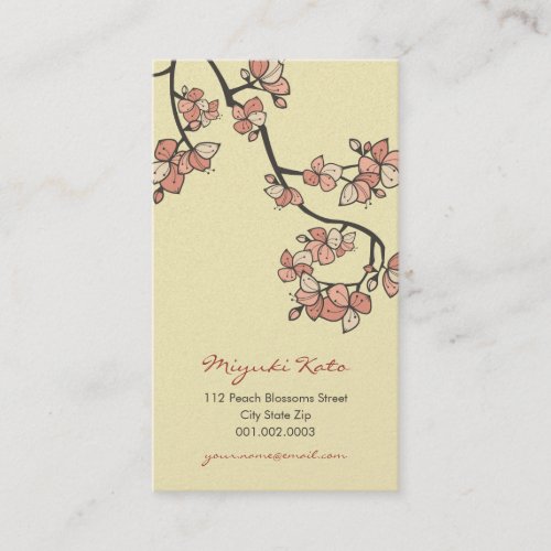 Oriental Pink Peach Blossoms Elegant Chic Sakura Business Card