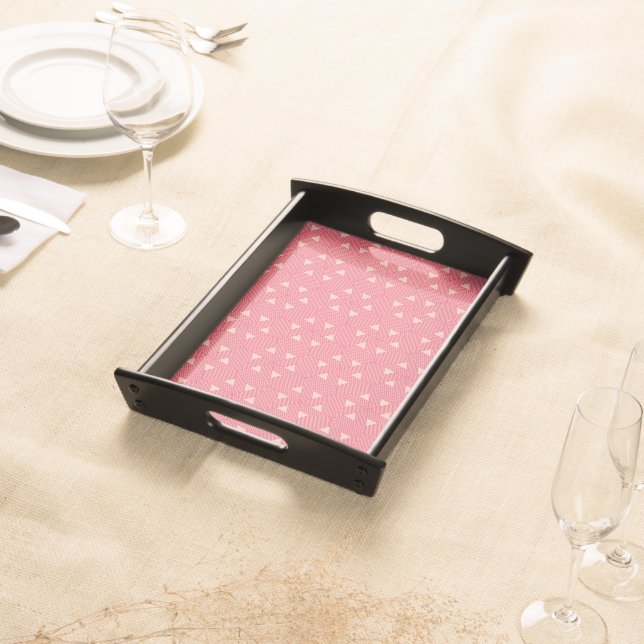 Oriental Pink Sakura Japan Triangle Geometric Serving Tray (Front)