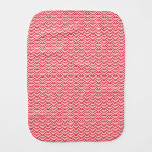 Oriental Pink Sakura Koinobori Fish Scale Pattern Baby Burp Cloth