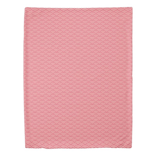 Oriental Pink Sakura Koinobori Fish Scale Pattern Duvet Cover (Front)