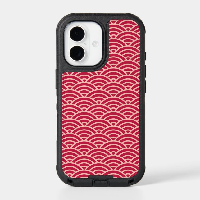 Oriental Pink Sakura Koinobori Fish Scale Pattern Otterbox iPhone Case (Back)