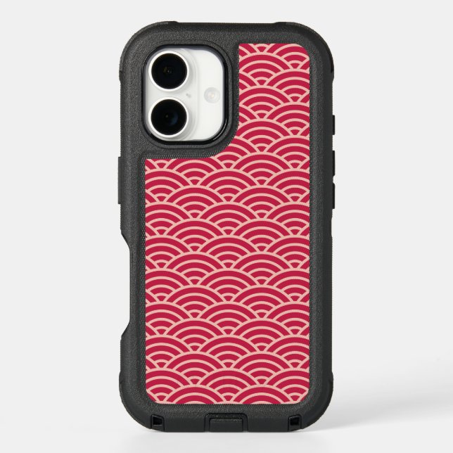 Oriental Pink Sakura Koinobori Fish Scale Pattern Otterbox iPhone Case (Back)