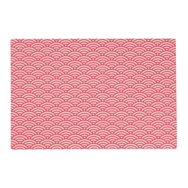 Oriental Pink Sakura Koinobori Fish Scale Pattern Placemat (Back)