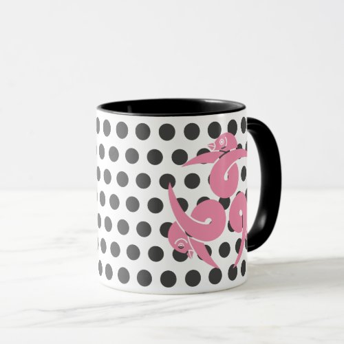 Oriental Pink Three Geese Japan Mon Art Mug