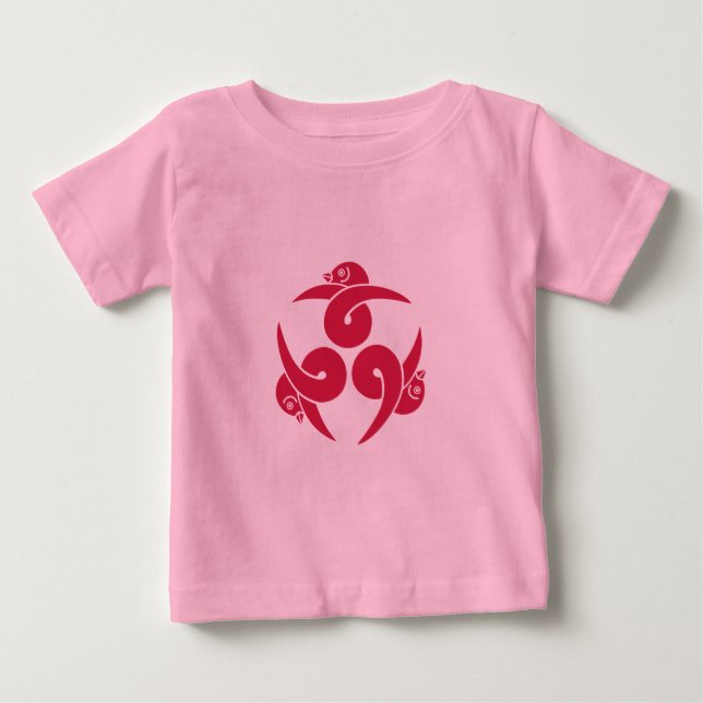 Oriental Pink Three Geese Japan Mon Vector Art Baby T-Shirt (Front)