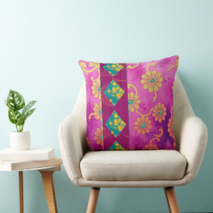 ORIENTAL Pink Turquoise Floral - Pillow