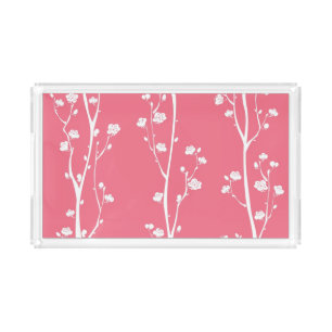 Oriental plum blossom pattern acrylic tray