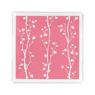 Oriental plum blossom pattern acrylic tray