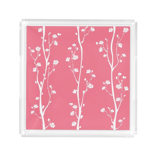 Oriental plum blossom pattern acrylic tray (Front)