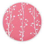 Oriental plum blossom pattern ceramic knob