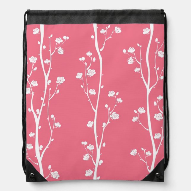 Oriental plum blossom pattern drawstring bag (Front)