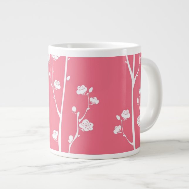 Oriental plum blossom pattern giant coffee mug (Front Right)