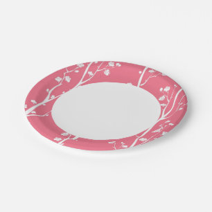 Oriental plum blossom pattern paper plates