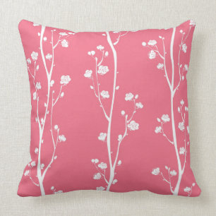 Oriental plum blossom pattern throw pillow