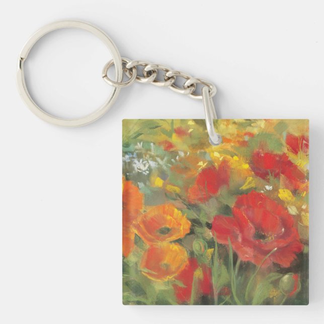 Oriental Poppy Field Keychain (Front)