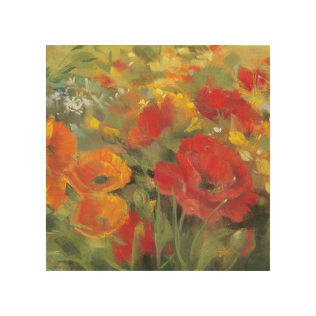 Oriental Poppy Field Wood Wall Art (Front)