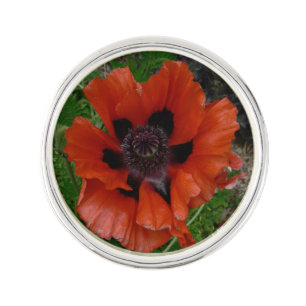 Oriental poppy lapel pin