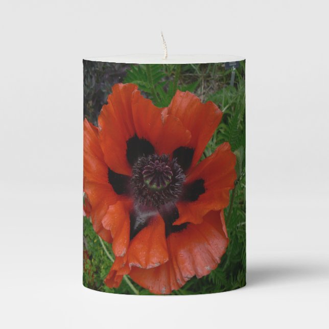 Oriental poppy  pillar candle (Front)