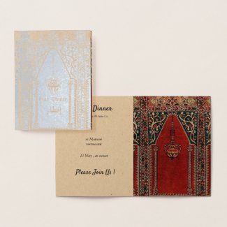 oriental prayer  rug design -  Iftar dinner Foil Card