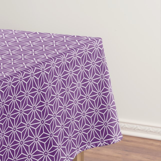 Oriental Purple Ayame Asanoha Japan Pattern Art Tablecloth (In Situ)