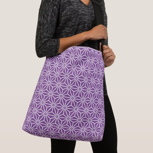 Oriental Purple Ayame Asanoha Japan Pattern Crossbody Bag