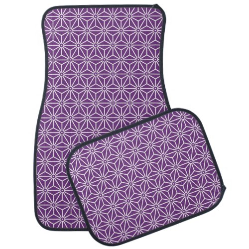 Oriental Purple White Ayame Asanoha Japan Pattern Car Floor Mat